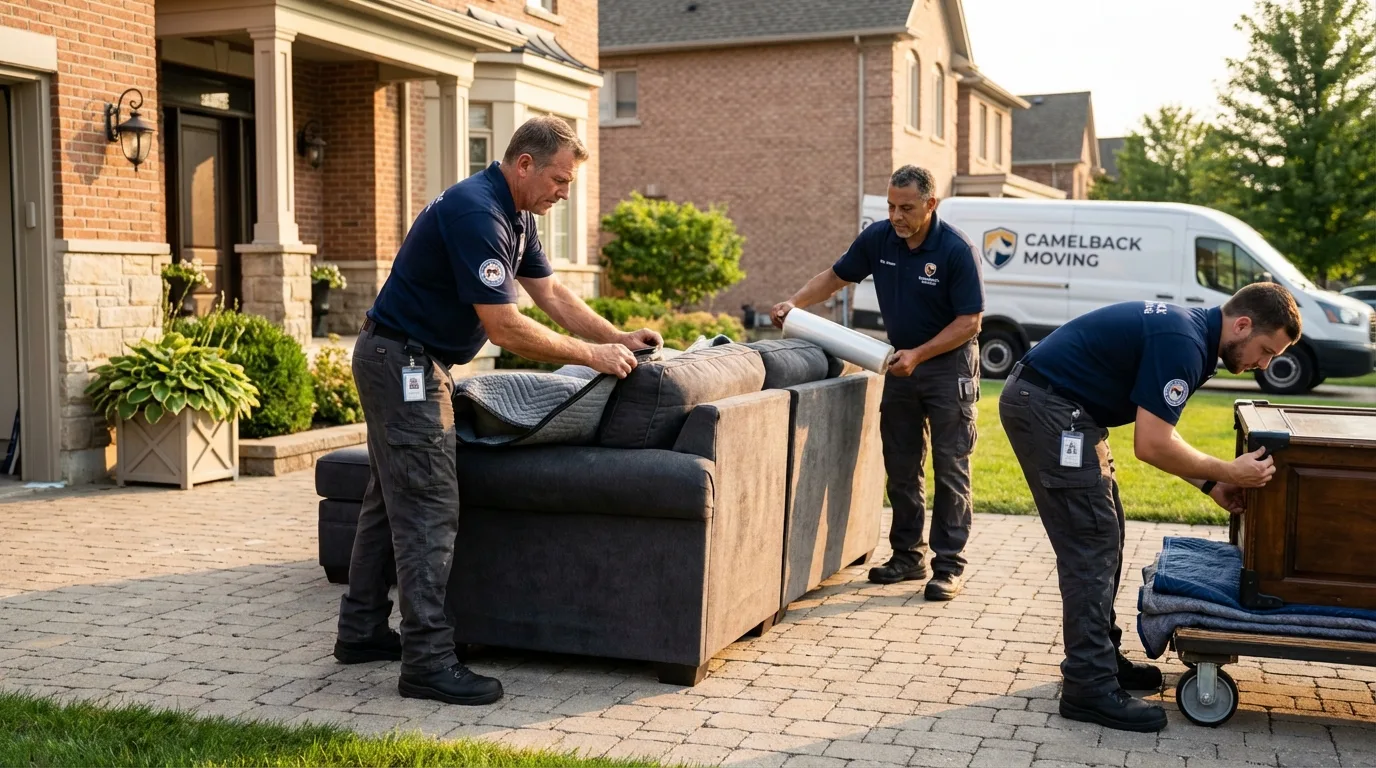 Large estate moving crew wrapping furniture in Nolanville, TX